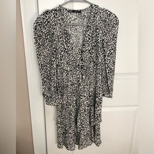 Zara xs black and white leopard print dress